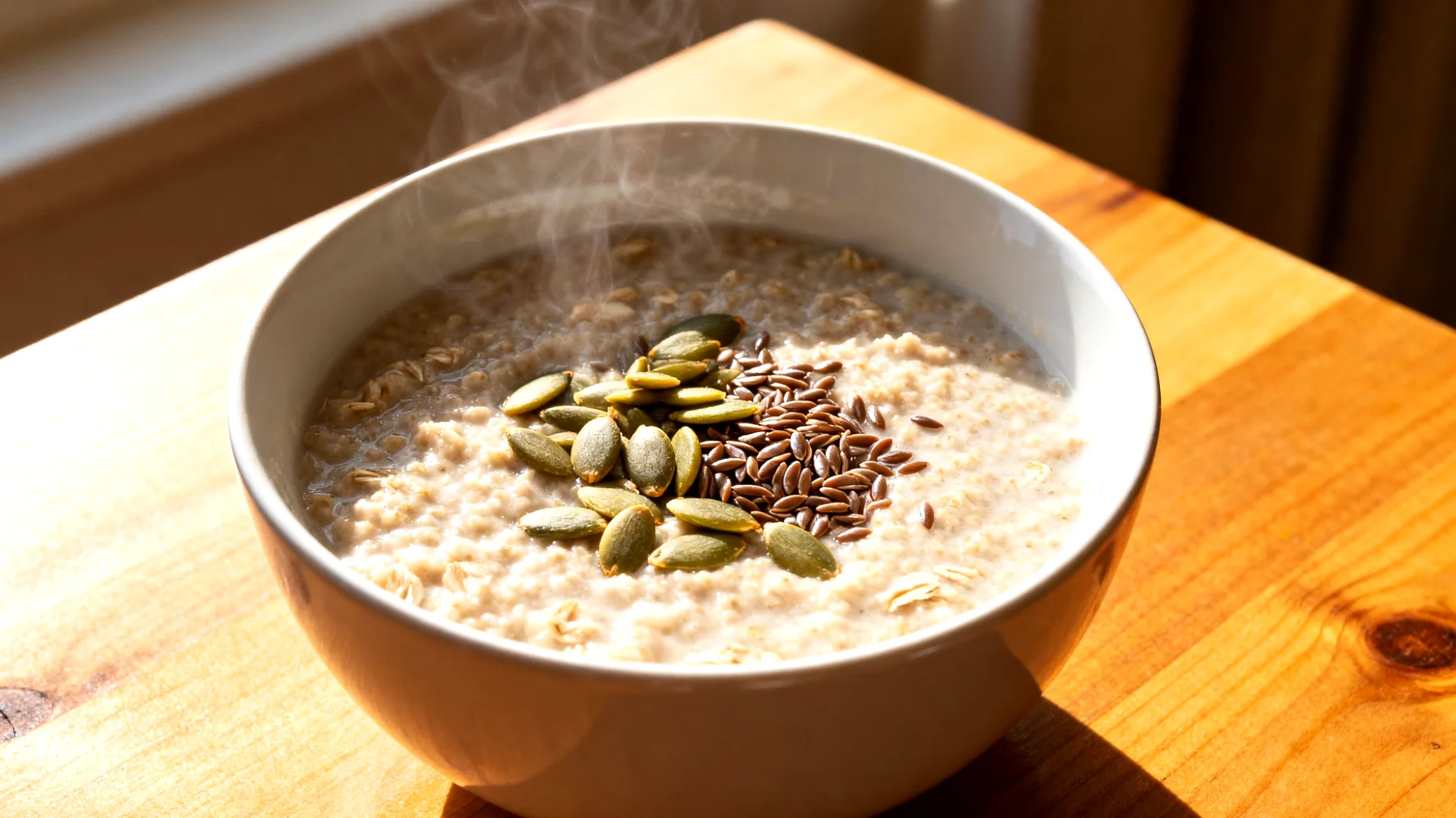 Hafer-Amaranth-Porridge mit Kürbiskernen und Leinsamen"