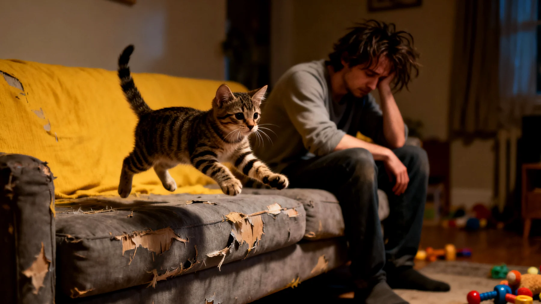 Junge Katzen haben einen natürlichen Spiel- und Jagdtrieb, der sich in wildem Herumrennen, Kratzen an Möbeln und nächtlicher Hyperaktivität äußert. Ohne ausreichende Beschäftigung und geeignete Spielideen können Katzenwelpen Verhaltensprobleme entwickeln, Möbel zerstören und ihre Besitzer durch übermäßige Energie und Langeweile herausfordern."