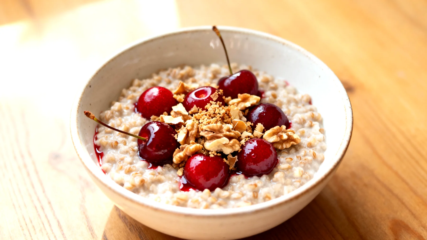 Buchweizen-Porridge mit Sauerkirschen und Walnüssen"