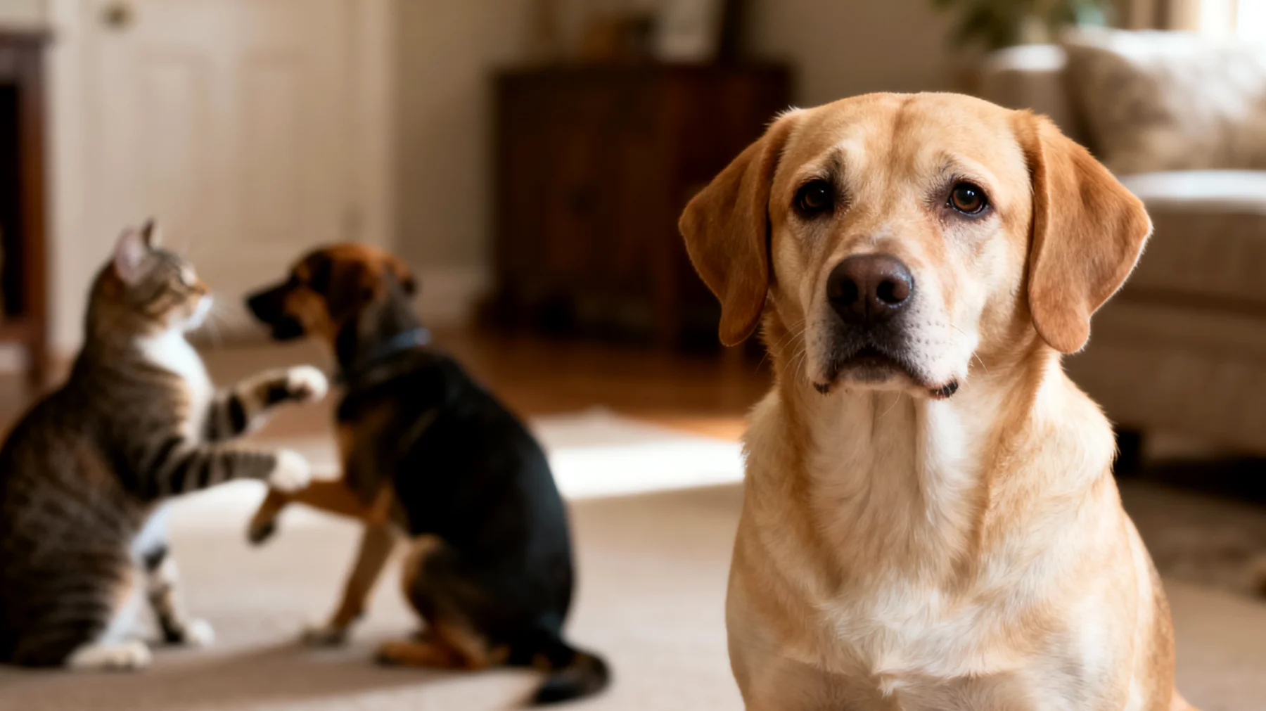 Hunde können bei der Vergesellschaftung mit anderen Haustieren gesundheitliche Risiken durch Parasiten, Verletzungen bei Rangordnungskämpfen oder Stress-bedingte Immunschwäche entwickeln"