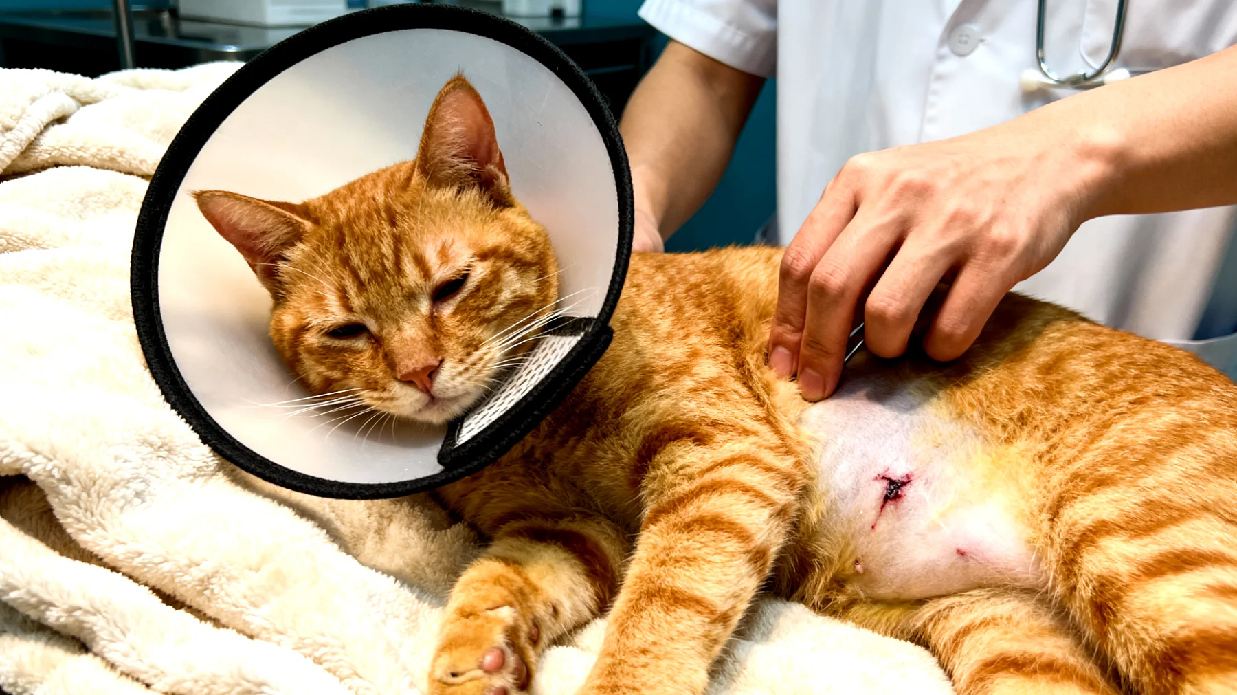 Katzen benötigen nach einer Kastration besondere tierärztliche Nachsorge und Überwachung, um Komplikationen wie Wundinfektionen, übermäßiges Lecken der Operationsstelle oder Schmerzen zu vermeiden"