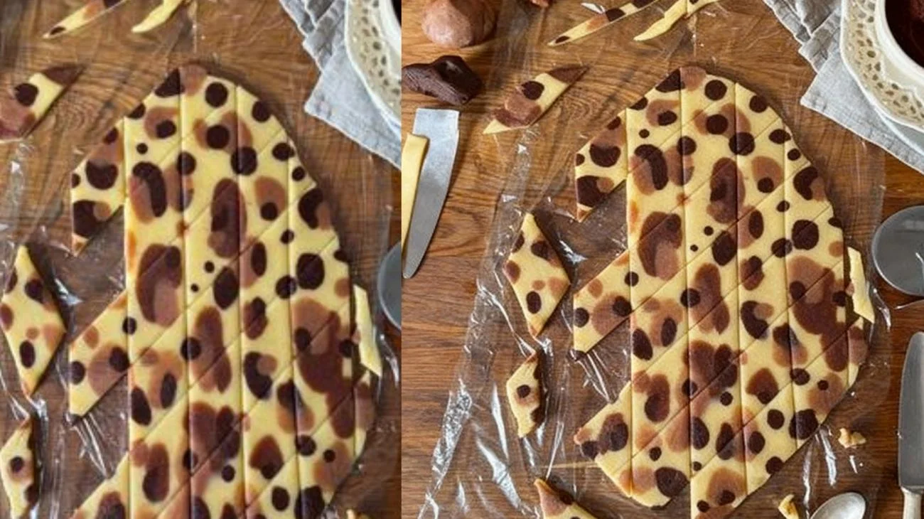 Leopardenkekse für die Weihnachtsplätzchen Dose! Natürlich backen wir auch Leopardenkekse in der Winterzeit, dieses Mal mit etwas Schokolade und getrockneten Himbeeren! Rezept für zwei Bleche Leo Kekse: 300g Dinkelmehl Typ 630 1 Ei 100g Zucker 170g Butter Vanille 1-2 EL Kakao zum Färben des Teiges ca. 150g Vollmilch Schokolade & getrocknete Himbeeren zur Dekoration 1. Alle Zutaten zusammen in eine Schüssel wiegen und mit kalten Händen rasch einen Mürbeteig kneten- es können ruhig noch kleine Butterstückchen zu sehen sein. Zweidrittel des Teiges bleibt hell, den restlichen Teig in drei Teile teilen und mit ungezuckertem Kakaopulver färben. Normalerweise backen wir die Kekse mit 100% Dinkelvollkornmehl, hier haben wir noch ein etwas helleres Mehl dazu gemischt, damit der Kontrast zwischen den einzelnen Farben noch höher ist. 2. Den hellen Teig nun circa 1 cm dick auswellen, am besten oben ohne Mehl, das geht ganz langsam sehr gut, oder einfach eine Lage Klarsichtfolie dazwischen legen. Nun mit dem hellsten Kakao-Teig kleine Flecken auf den Teig legen und mit den Fingern leicht andrücken. Einmal drüber wellen 3. Jetzt kommen die beiden anderen Teigfarben dazu, und wenn euch das Muster so gefällt, dann en Teig auf ca. 0,3 cm auswellen oder eben so, wie ihr eure Kekse gerne mögt und Kreise oder andere Formen ausstechen. Kekse nun bei 180 Grad Umluft ca. 6-9 Minuten backen. 4. Die Reste vom Ausstechen könnt ihr übrigens ganz einfach wieder locker zusammen legen und erneut auswellen, sieht auch beim zweiten und dritten Mal noch so schön aus!"