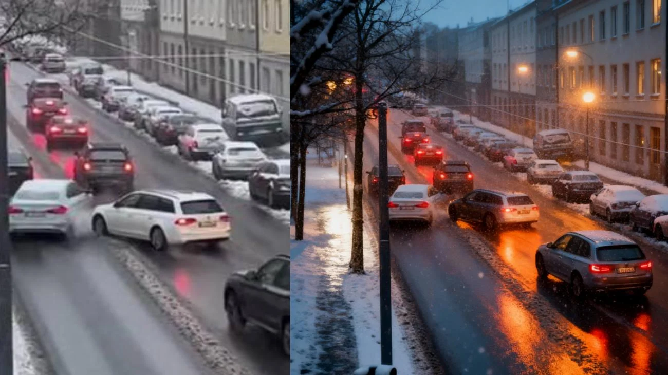 Glatteis-Chaos im Berliner Vorort 🚨 Mehrere Autos rutschen ineinander – Straße komplett vereist."